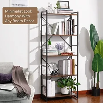 Haton 5-Tier Industrial Bookshelf for Home and Office