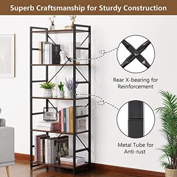 Haton 5-Tier Industrial Bookshelf for Home and Office