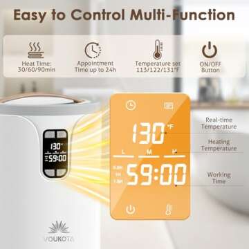 VOUKOTA Towel Warmer, 20L Towel Warmers for Bathroom with LED Display for Time and Temperature, Bucket-Style Warmer with Delay Timer 0.5-24H, Heating Time 30/60/90 Mins, Child Lock