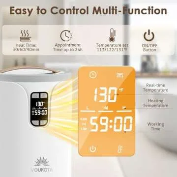 VOUKOTA Towel Warmer, 20L Towel Warmers for Bathroom with LED Display for Time and Temperature, Bucket-Style Warmer with Delay Timer 0.5-24H, Heating Time 30/60/90 Mins, Child Lock