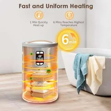 VOUKOTA Towel Warmer, 20L Towel Warmers for Bathroom with LED Display for Time and Temperature, Bucket-Style Warmer with Delay Timer 0.5-24H, Heating Time 30/60/90 Mins, Child Lock