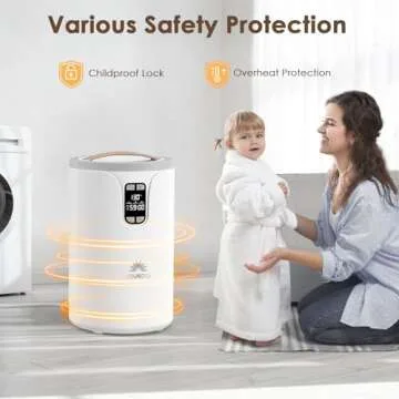 VOUKOTA Towel Warmer, 20L Towel Warmers for Bathroom with LED Display for Time and Temperature, Bucket-Style Warmer with Delay Timer 0.5-24H, Heating Time 30/60/90 Mins, Child Lock