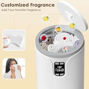 VOUKOTA Towel Warmer, 20L Towel Warmers for Bathroom with LED Display for Time and Temperature, Bucket-Style Warmer with Delay Timer 0.5-24H, Heating Time 30/60/90 Mins, Child Lock