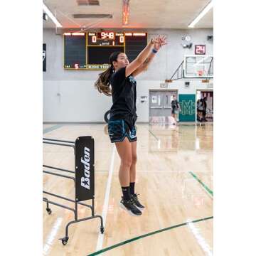 Baden Steel Basketball Rack with Wheels – 3-Tier Rolling Ball Racks for Garage with Wheel Locks, Sports Equipment Storage Basketball Holder for 12 Balls