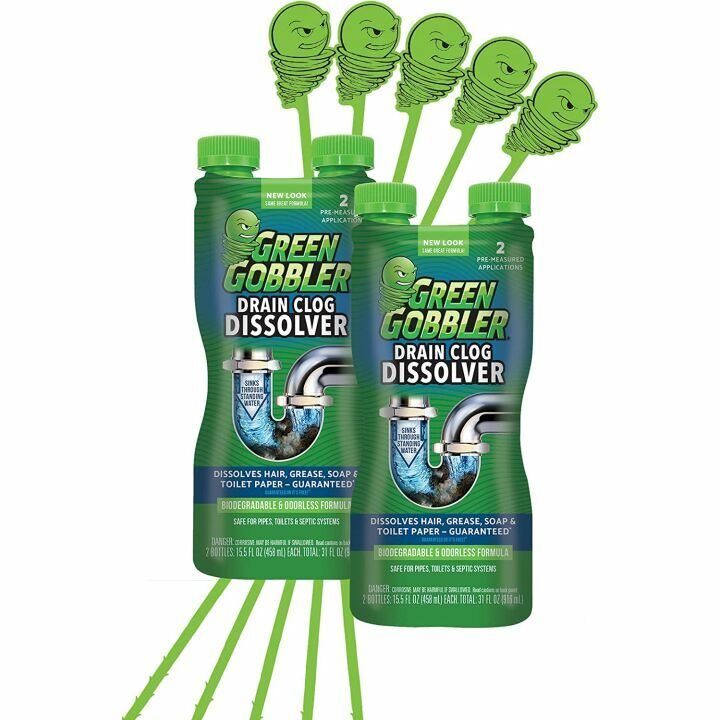 Green Gobbler Hair Drain Remover & 5 Hair Snake Tools