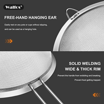 Walfos 8 Inch Fine Mesh Strainer for Kitchen Excellence