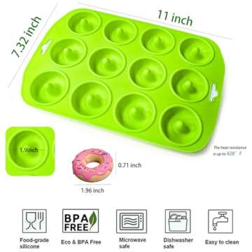 Cupidove Silicone Donut Pan, Bite Size Silicone Donut Molds for baking, Mini Donut Silicone Mold Hea...