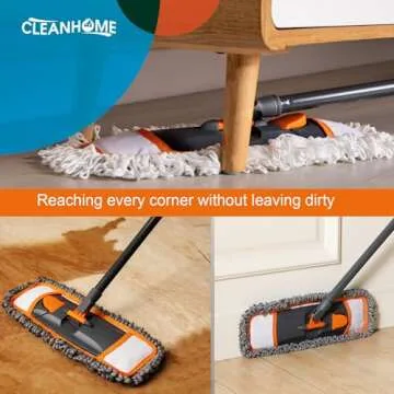 CLEANHOME Mop with 3 Washable Pads and 55” Handle