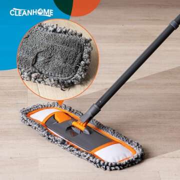 CLEANHOME Mop with 3 Washable Pads and 55” Handle