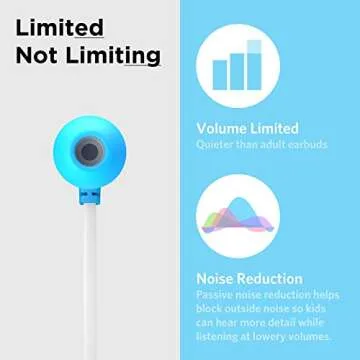 LilGadgets BestBuds Kids Earbuds for School - Safe & Comfortable, Volume Limited, Wired in-Ear Kids Ear Buds with an in-Line Microphone, Travel Case, and Splitter - Blue