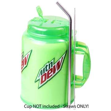 2 JUMBO 14" Stainless Steel Straws 100 oz HUGE SUPER LONG Drinking Wide Compatible With Whirley Insulated Travel Mug FOAM Truck Stop Cups