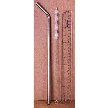 2 JUMBO 14" Stainless Steel Straws 100 oz HUGE SUPER LONG Drinking Wide Compatible With Whirley Insulated Travel Mug FOAM Truck Stop Cups