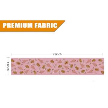 Gingerbread Christmas Decorations Pink Table Runner Pink Tree Glitter Xmas Winter Candy Cane Holiday Kitchen Dining Merry Christmas Table Decor 13x72 inch