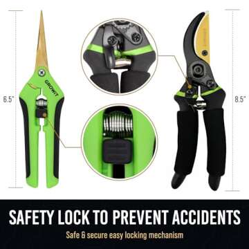 8.5" Professional Bypass Pruning Shears & Gardening Scissors Set - Super Sharp Premium Garden Shears | Pruning Shears For Gardening, Garden Hedge Clippers Handheld Pruners - Garden Scissors