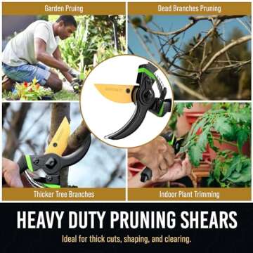 8.5" Professional Bypass Pruning Shears & Gardening Scissors Set - Super Sharp Premium Garden Shears | Pruning Shears For Gardening, Garden Hedge Clippers Handheld Pruners - Garden Scissors