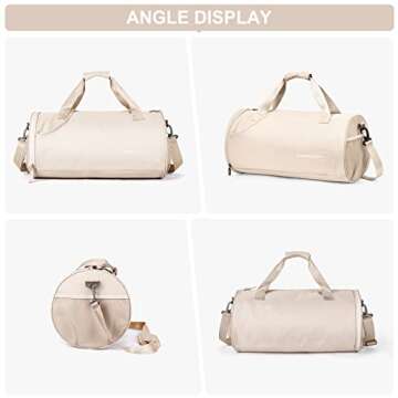 Gym Bag for Women Mens with Wet & Shoe Compartment,Small Duffle Bag for Travel Sport Gym Tote Bags Workout Bag Overnight Weekender Bag Carry on Travel Bag White