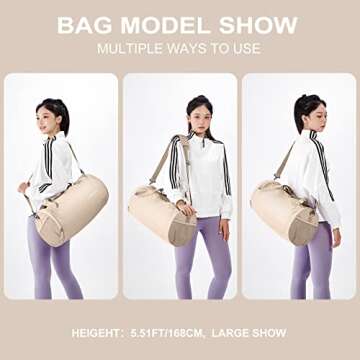 Gym Bag for Women Mens with Wet & Shoe Compartment,Small Duffle Bag for Travel Sport Gym Tote Bags Workout Bag Overnight Weekender Bag Carry on Travel Bag White