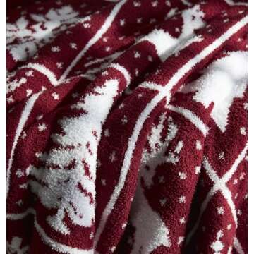 Super Soft Christmas Throw Blanket Twin Size 50x70 Inch, Feather Knit Microfiber Comfy Cozy Lightweight Fluffy Fuzzy Warm Cute for Couch Sofa Chair Bed- red