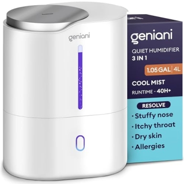 GENIANI Cool Mist Air Humidifiers for Bedroom, Plants, and Large Rooms - Quiet Humidifiers for Baby ...