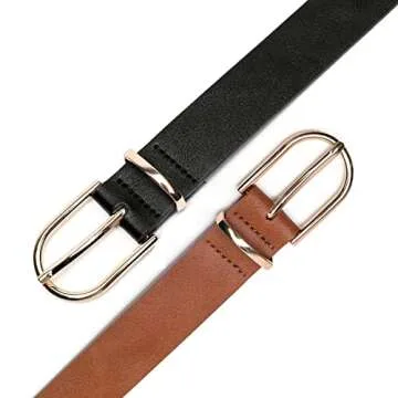 Stylish Earnda Women's Faux Leather Belts Set of 2