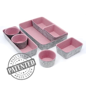 Welaxy Office Desk Drawer Organizers Set – 8-Piece Felt Bins for Stylish Organization