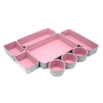 Welaxy 8-Piece Desk Drawer Organizers in Dusty Rose