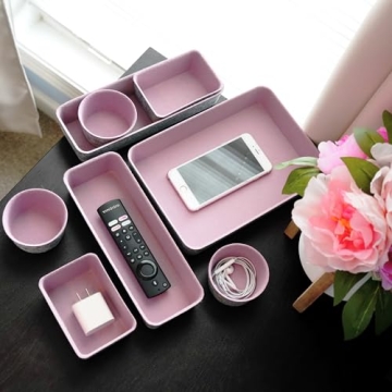 Welaxy 8-Piece Desk Drawer Organizers in Dusty Rose