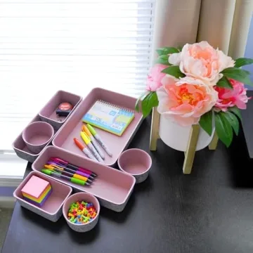Welaxy 8-Piece Desk Drawer Organizers in Dusty Rose