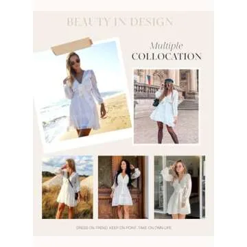 Dokotoo Womens Ladies Summer Ruffle Elegant Long Sleeve Empire Waist Tie Knot Cute Chiffon Boho Beach Bohemian Tunic Swing A Line Mini Short Skater Dresses 2025 Party Dresses for Women Apricot M