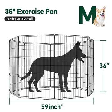 PJYuCien Dog Playpen - 8 Panels 36”H Metal Foldable Dog Exercise Pen, Pet Fence Puppy Crate Kennel...