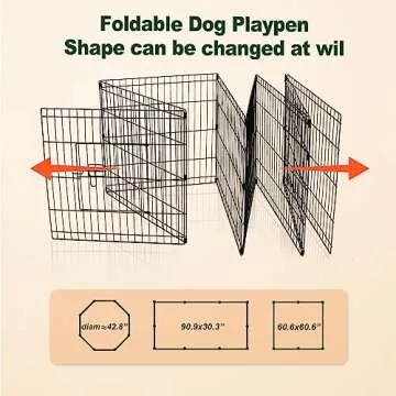 PJYuCien Dog Playpen - 8 Panels 36”H Metal Foldable Dog Exercise Pen, Pet Fence Puppy Crate Kennel Indoor Outdoor with Top Cover & Bottom Pad for Medium Large Pets