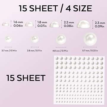 2475 PCS Pearl Stickers Self Adhesive, Nicpro 4 Size Stick On Makeup Pearl Gem White Jewel Decor for...