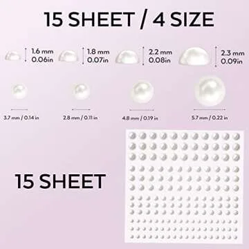 2475 PCS Pearl Stickers Self Adhesive, Nicpro 4 Size Stick On Makeup Pearl Gem White Jewel Decor for...