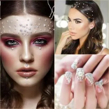 2475 PCS Pearl Stickers Self Adhesive, Nicpro 4 Size Stick On Makeup Pearl Gem White Jewel Decor for Face, Body, Nail, Hair, Phone Art Craft Scrapbooking Embellishments Assorted Size 3mm/4mm/5mm/6mm