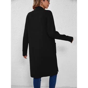 SuperPrity Cardigan Sweaters for Women Fashion 2024 Casual Open Front Knit Coat Long Sleeve Coatigan Jackets Fall Outwear-M,Black