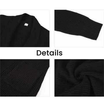 SuperPrity Cardigan Sweaters for Women Fashion 2024 Casual Open Front Knit Coat Long Sleeve Coatigan Jackets Fall Outwear-M,Black