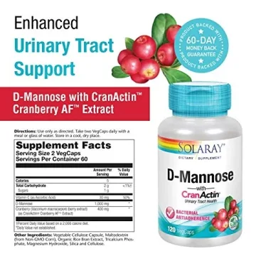 D-Mannose with CranActin Solaray 120 VCaps Pack of 2