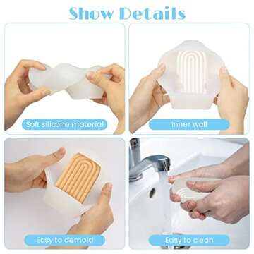 ONNPNN Geometric Rainbow Candle Mold, Striped U-Shaped Silicone Mold, Simple Lines Plaster Epoxy Molds, Abstract Architectural Resin Moulds for Lotion Bar Bath Bomb Clay Handicrafts Home Decoration