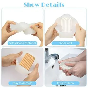 ONNPNN Geometric Rainbow Candle Mold, Striped U-Shaped Silicone Mold, Simple Lines Plaster Epoxy Molds, Abstract Architectural Resin Moulds for Lotion Bar Bath Bomb Clay Handicrafts Home Decoration