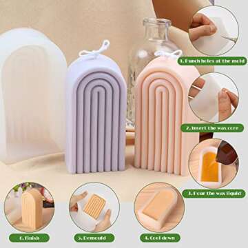 ONNPNN Geometric Rainbow Candle Mold, Striped U-Shaped Silicone Mold, Simple Lines Plaster Epoxy Molds, Abstract Architectural Resin Moulds for Lotion Bar Bath Bomb Clay Handicrafts Home Decoration