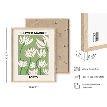 HAUS AND HUES Flower Market Poster Botanical Decor - Flower Wall Art, Flower Poster & Flower Prints Wall Art, Sage Green Wall Decor, Green Wall Art & Floral Prints Wall Art (16" x 20" Framed Beige)
