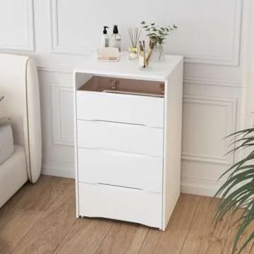 Hitow Makeup Vanity Desk with Lighted Mirror – 3 Drawers and Shelves