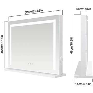 WAYKING Vanity Mirror with Lights, Makeup Mirror with Dimmiable 3 Lighting Modes LED Strip, Wall-Mounted and Tabletop Mirror with USB Charging Port (L22.83 x H17.32 inch)