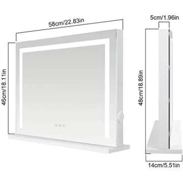 WAYKING Vanity Mirror with Lights, Makeup Mirror with Dimmiable 3 Lighting Modes LED Strip, Wall-Mounted and Tabletop Mirror with USB Charging Port (L22.83 x H17.32 inch)