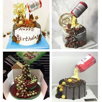 Decojoy Anti Gravity Cake Pouring Kit, Cake Stand Support Structure Frame, Reusable Cake Decorating Straws for Birthday Wedding Baby Shower