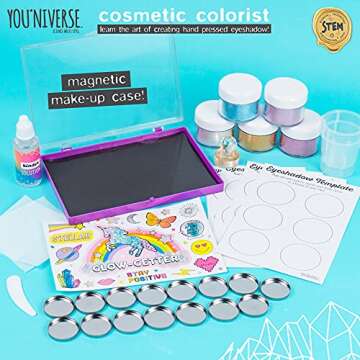 You*Niverse Cosmetic Colorist by Horizon Group USA: Create 15 Hand Pressed Eyeshadows, STEAM Kit, Includes Magnetic Palette, Colorful Pigments, Tamper Tool & More, Multi