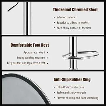 ELECWISH Bar Stools Set of 2 Red Leather with Chrome Finish