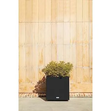Veradek Block Series Cube Plastic Planter - Large Square Planter for Indoor or Outdoor Patio/Garden | Durable All-Weather Use with Drainage Holes | Modern Décor for Tall Plants, Trees, Flowers