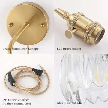 Shenmoyl Vintage Wall Sconce with Adjustable Cord