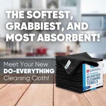 MW Pro Multi-Surface Microfiber Towel – 12 Pack | Premium Cleaning Cloth | Clean, Dust, Polish, Ab...